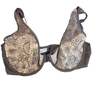 Black lace and rhinestone bra semi sheer lightly lined Victorias Secret